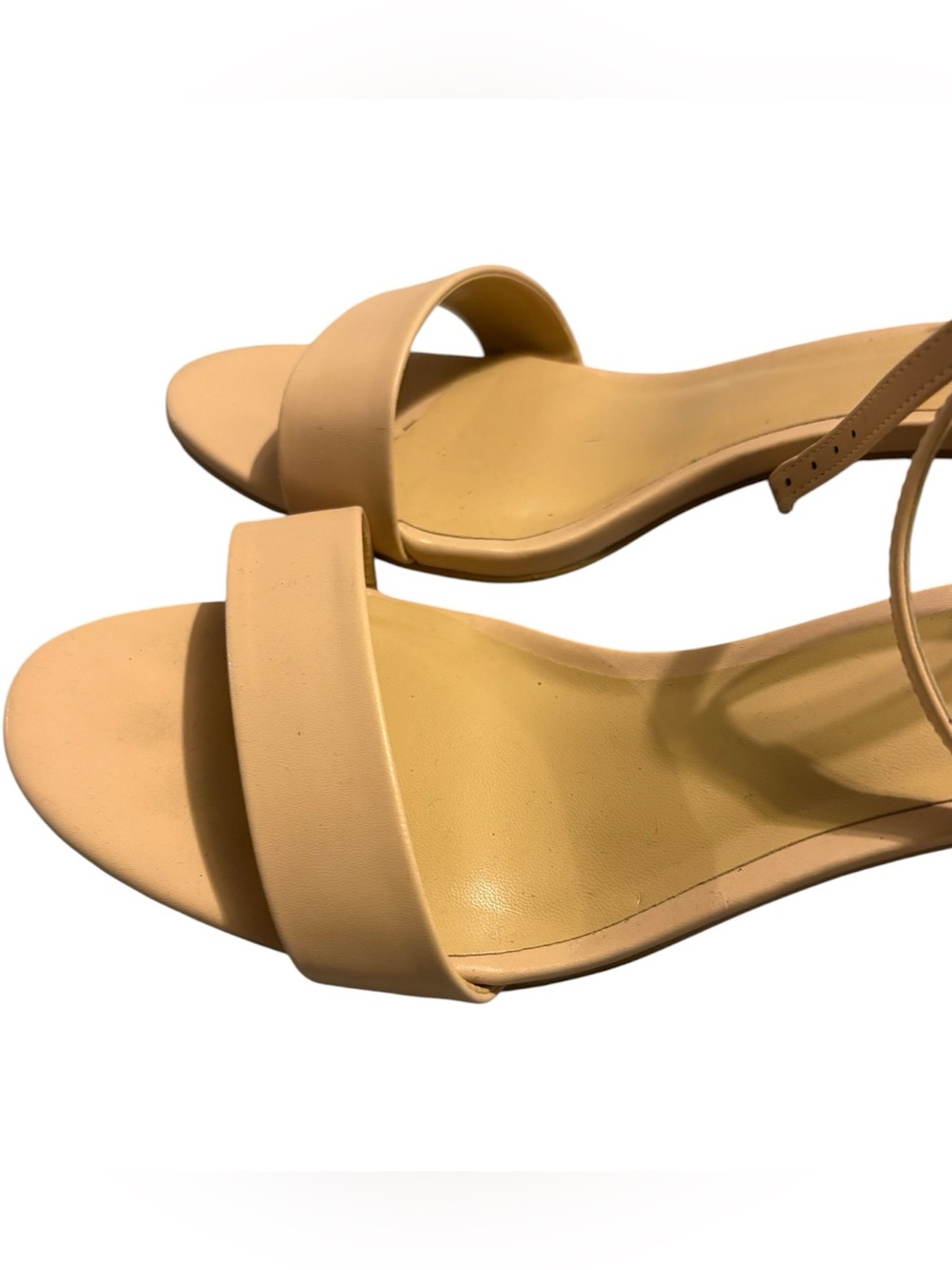 Pinky Nude Block Heel Sandals - Women's Ankle Strap - Picture 3 of 4